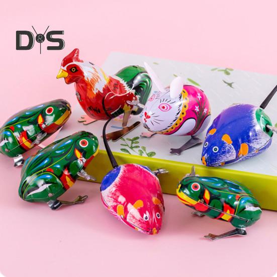 1/4 шт. Заводна іграшка-тварина Ностальгічний вінтаж, діти, дорослі, заводна пружина, металева жаба, що стрибає, півень, щур, кролик, іграшка, сувеніри для вечірок