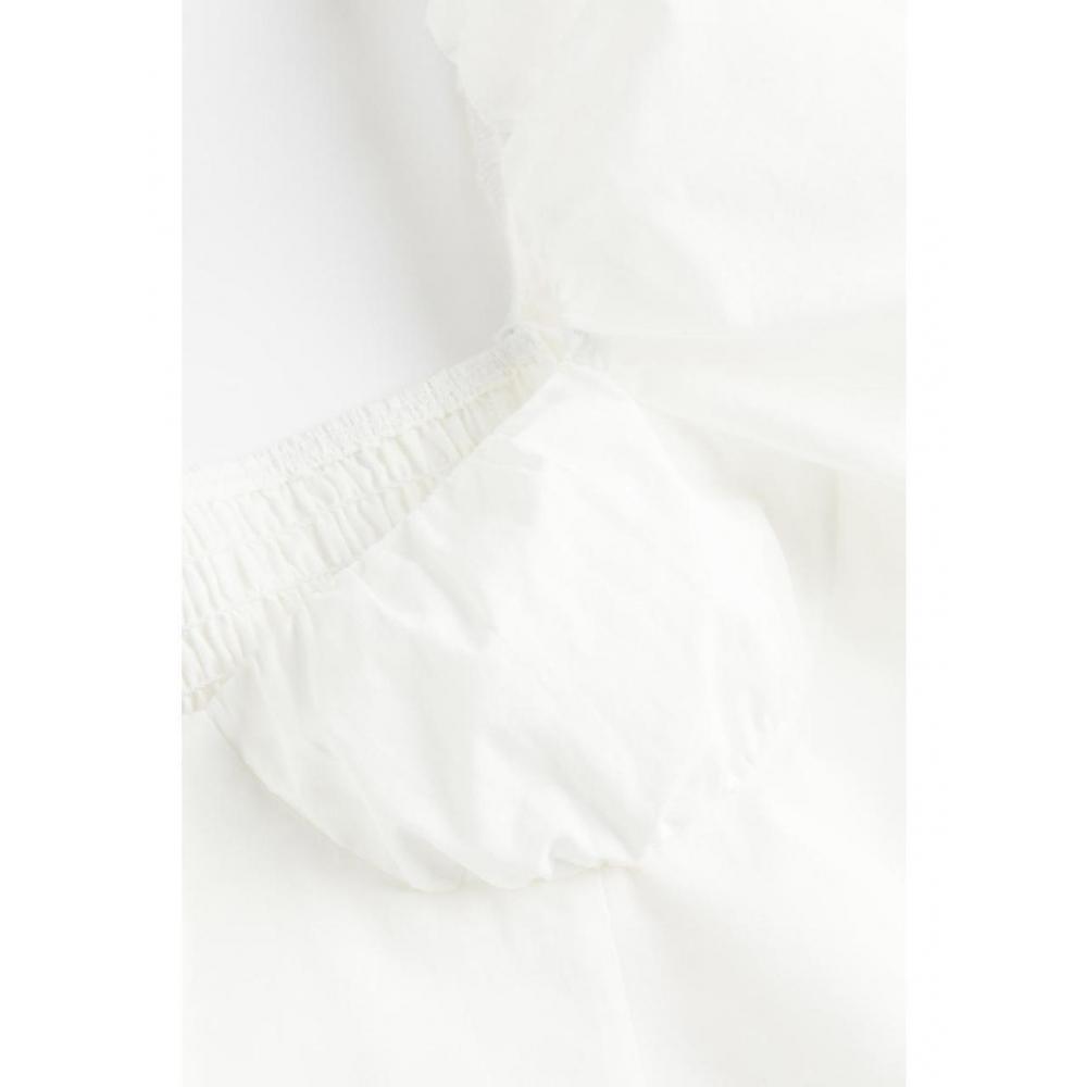 H M Puff Sleeve Cropped Blouse wHite 1148592001