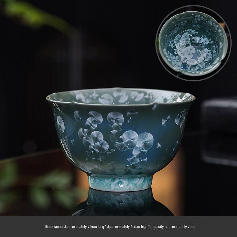 Exquisite Crystalline Glaze Ceramic Tea Cup Set - Gongfu Style for Elegant Tea Tasting