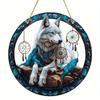 Wolf King Series Acrylic Catcher 8 "(20cm)Stained Glass Style Window Hanging, Outdoor and Interior Wall  Suitable for Living Room Bedroom Porch Garden