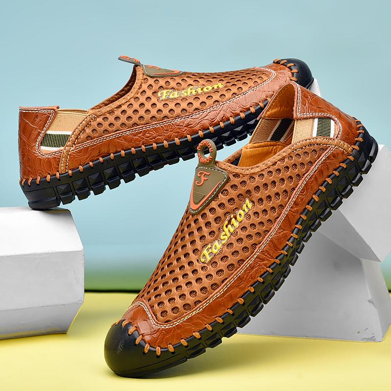 Summer Men's Mesh Sports Shoes Mountaineering Breathable Lightweight Anti Slip Shoes Outdoor Travel Running Casual Shoes