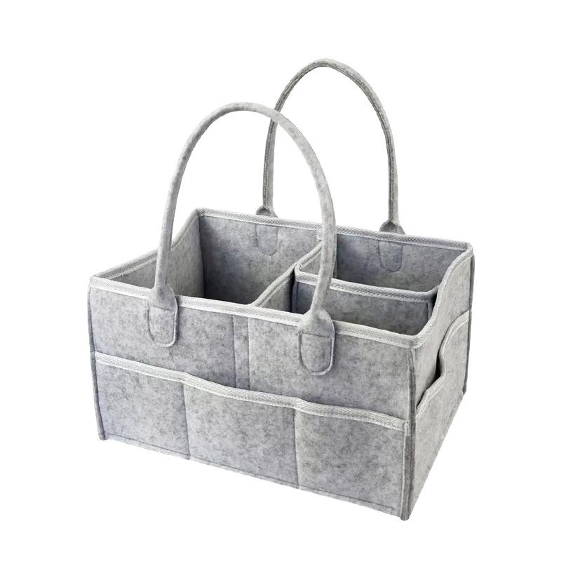Light Grey Foldable Felt Diaper Tote Bag