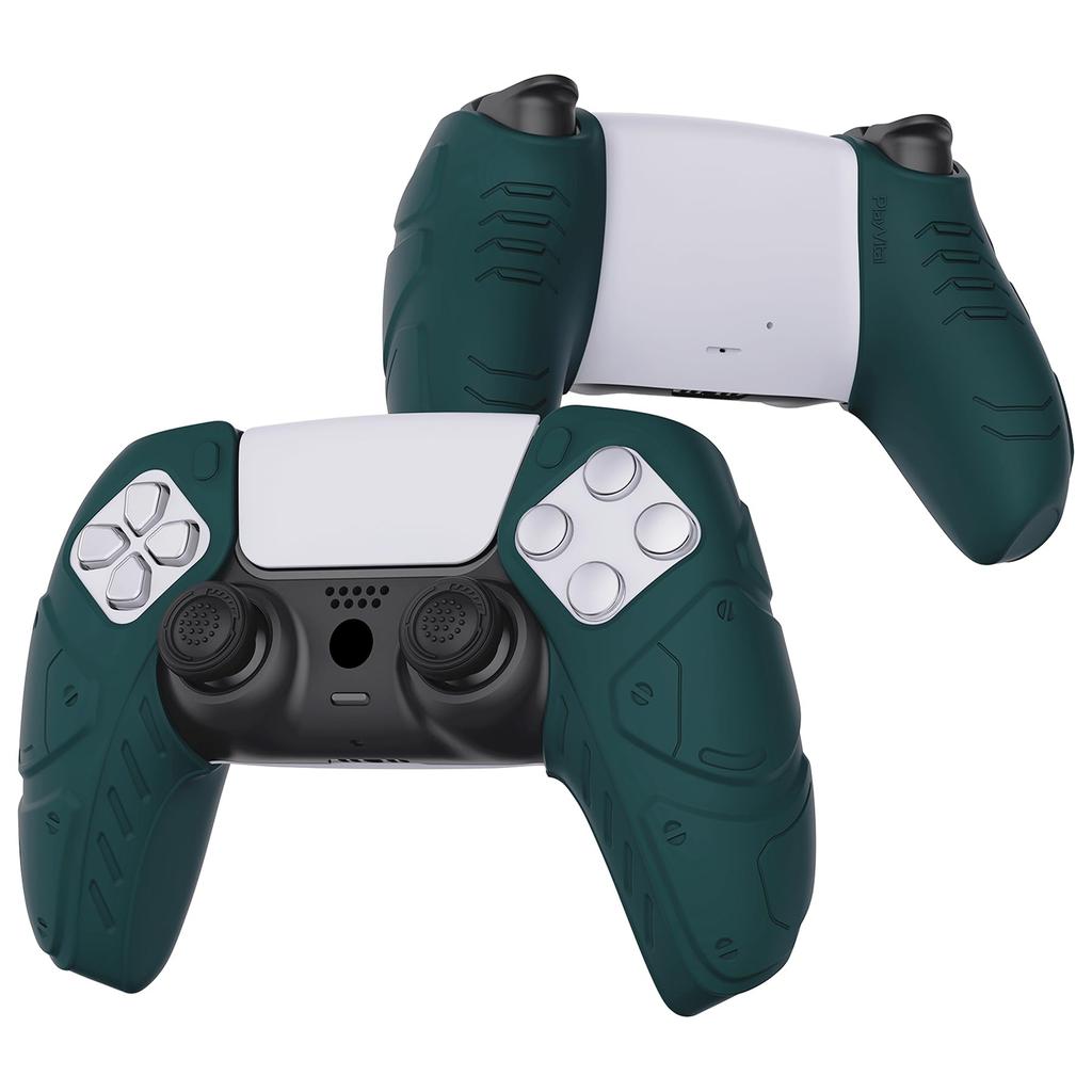 PlayVital PS5 Controller Ergonomic Soft Controller Silicone Grip Case with Thumbstick Compatible with PS5 Controller Charging Stand Edition Racing