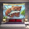 Bear With Fish by River Pattern Wall Hanging Tapestry Decorative Tapestry Home Decor for Bedroom and Living Room
