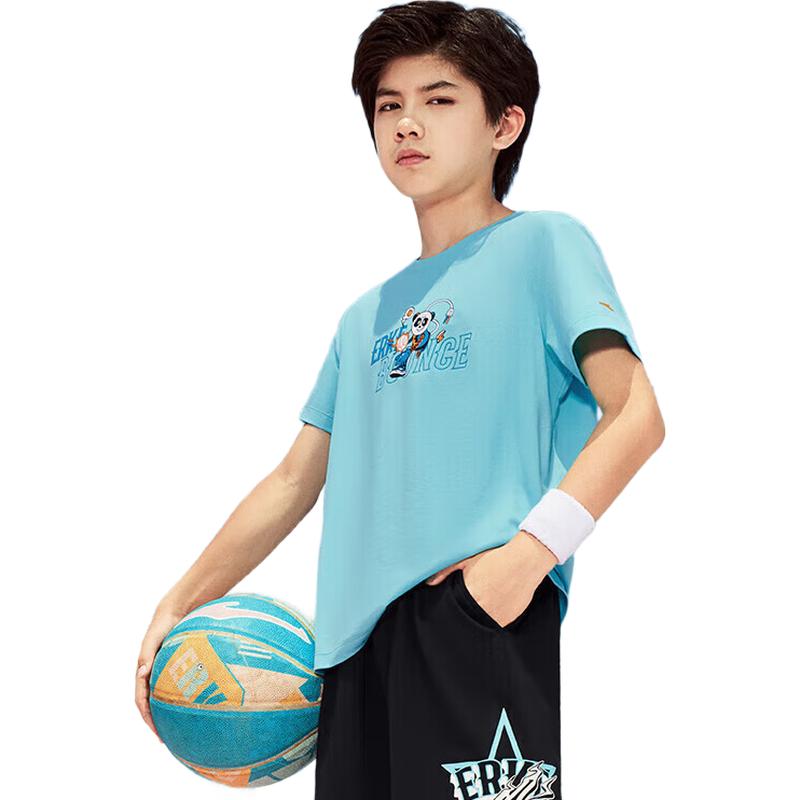 ERKE Boys Cartoon Print Round Neck Short Sleeve T-Shirt 160
