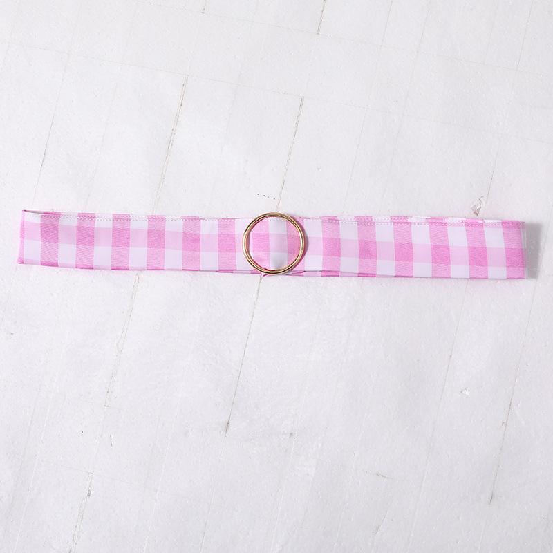 Vestito da bambina senza maniche a quadri rosa con scollo all'americana - Stile europeo e americano