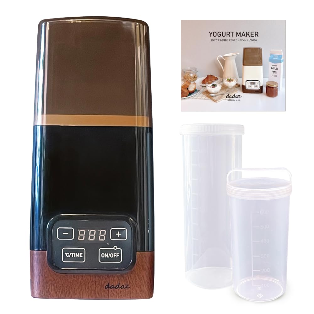

dadaz Yogurt Maker, 25-70°C Temperature Control, 1-99 Hour Timer, Recipe Included, 1L, Black [2025 New Model with Added Memory Function]