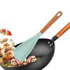 Cooking Spoon For Nonstick Cookwares Silicone Serving Spoon Heat Resistant Spatula Wooden Handle Utensil For Mixing Scoop And