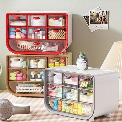 7 Bölmeli Masa Düzenleyici, Toz Geçirmez Plastik Çekmeceli Saklama Kutusu, Ofis ve Yurt Odası için Kırtasiye, Kozmetik ve Takı, Ev Düzeni