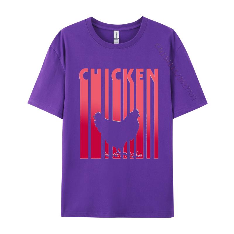 Vintage Sunset Chicken Tee Shirts Adult Premium Cotton Oversized Tops Retro Tshirts Designer Clothes Unisex