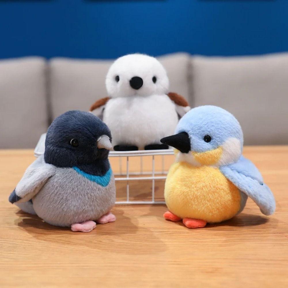 Shaking Sound Bird Plush Toy Fluffy Material Realistic Bird Doll Lifelike Bird Plush  Birthday Gift