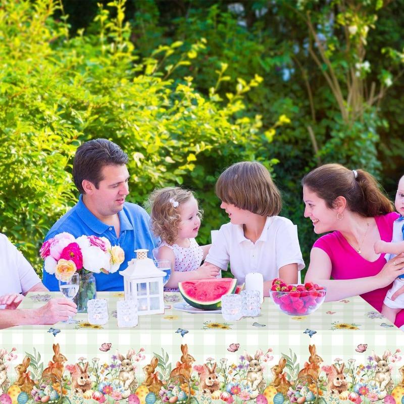 Vintage Tema Påskhare Äggfest Bordsduk Engångs Högtidsfirande Dekorationer Festlig Middagsfest Tillbehör
