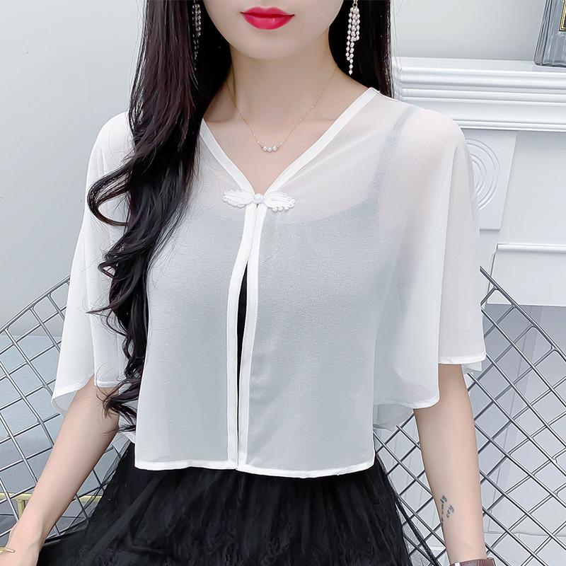 Women's Summer Shawl: Classic Sleeveless Chiffon Cape for Dresses or Cheongsams