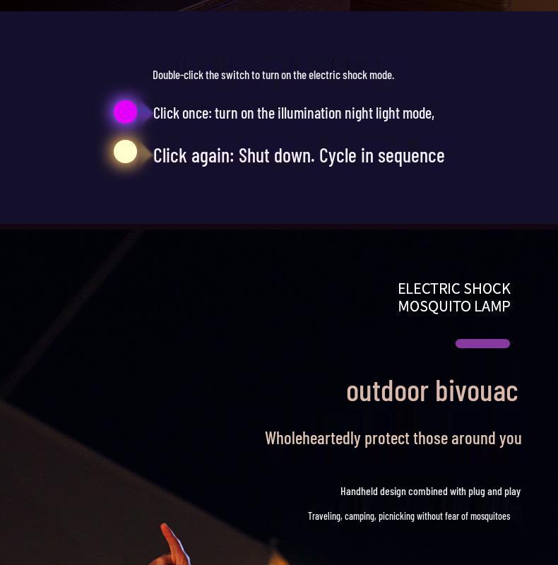 Lampă electrică reîncărcabilă de exterior pentru țânțari cu funcție de șoc pentru casă și grădină.