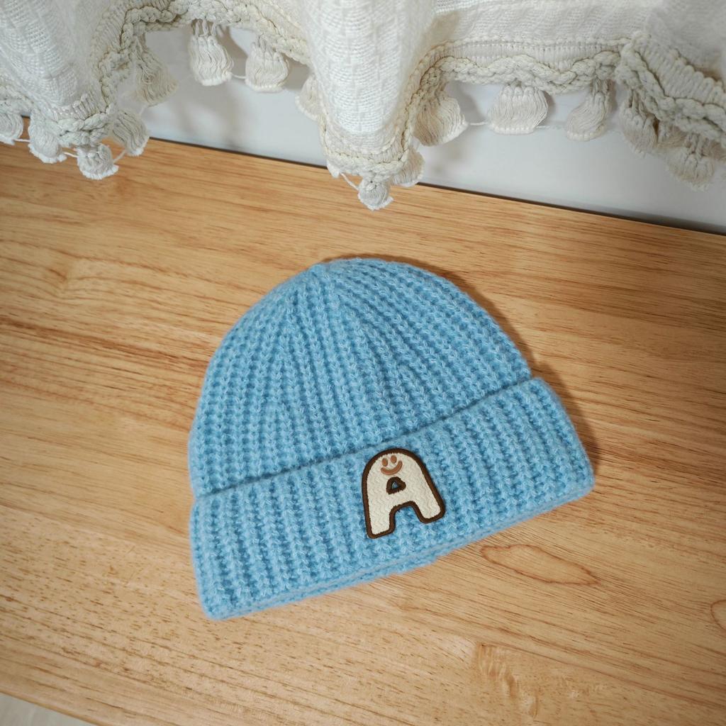Korean Style Ins Style P Letter Hat Trendy and Fashionable Sweet and Cool Style Woolen Hat Solid Color Thickened Wool Blended Knitted Hat