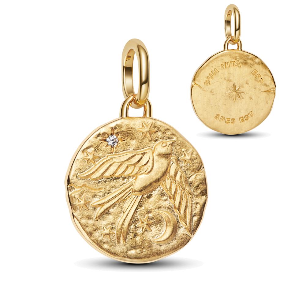 New Golden Round Medallion Pendant with Crossing Arrows Charm for Original Pan Bracelets DIY Jewelry Gift for Women