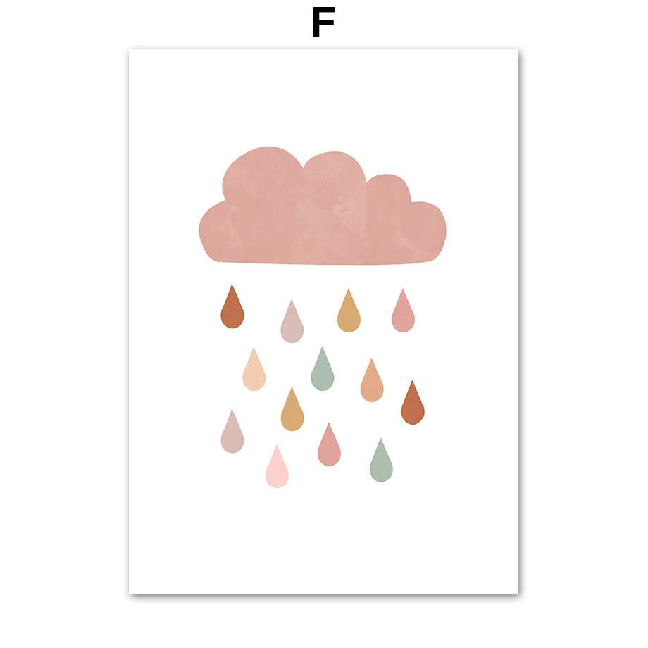 Rosa Sonne Wolke Regenbogen Blume Schmetterling Kindergarten Nordic Poster Und Drucke Leinwand Malerei Wand Kunst Bilder Baby Kinder Zimmer Dekor
