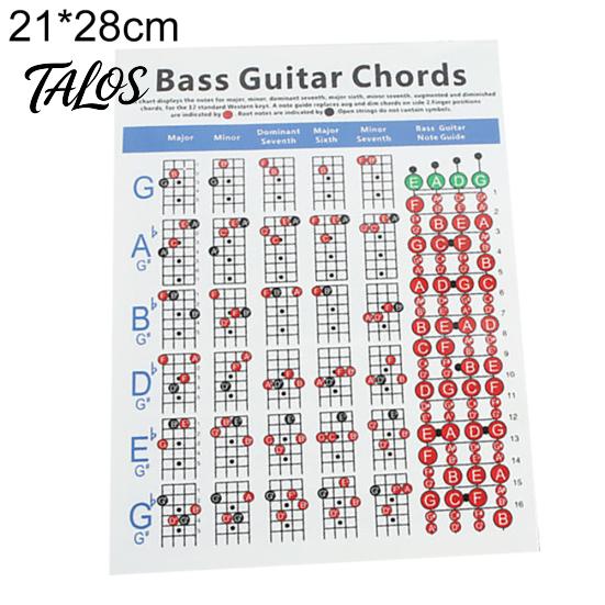 4 Saiten E-Bass Gitarre Akkordtabelle Musikinstrument Übungszubehör