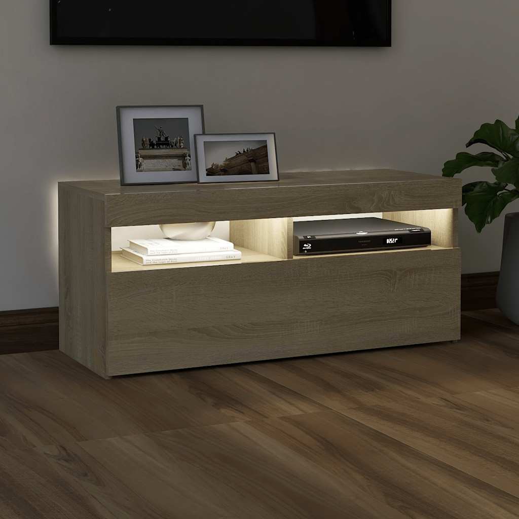 Moderne, Minimalistische TV-Schränke Mit LED-Lichtern, Wohnzimmer- Und Schlafzimmer-TV-Schränke, Stauraum-Sideboards, 90x35x40 Cm