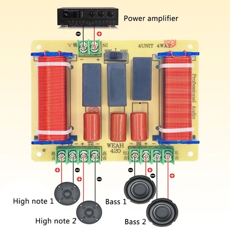 Crossovers de Altavoz Audiófilos de 4 Vías de 400W Filtros con Divisor de Frecuencia de Agudos y Graves Ajustable Distribuidor