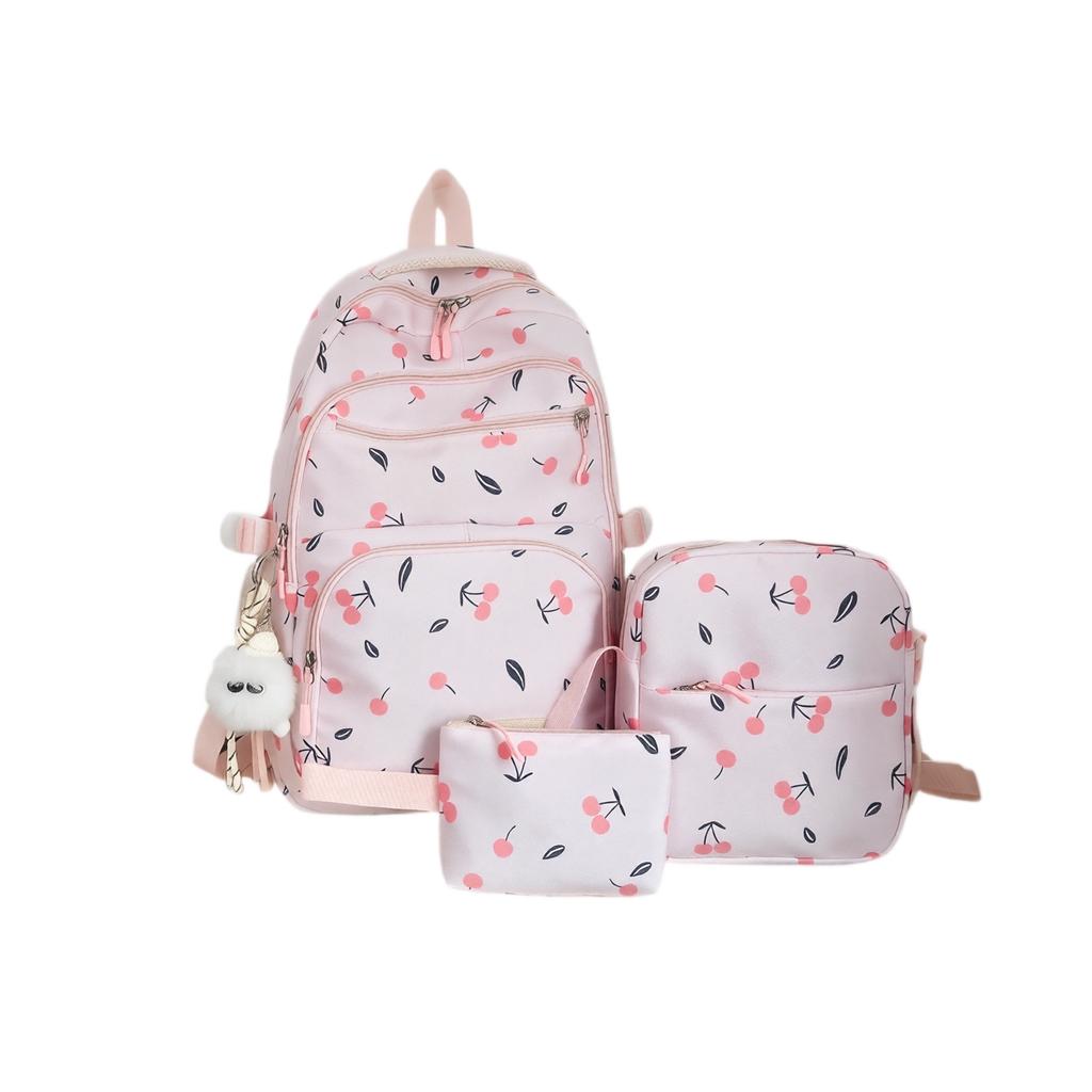Zaino da Bambina Set da 3 Pezzi con Stampa Floreale Design Carino alla Moda per la Scuola