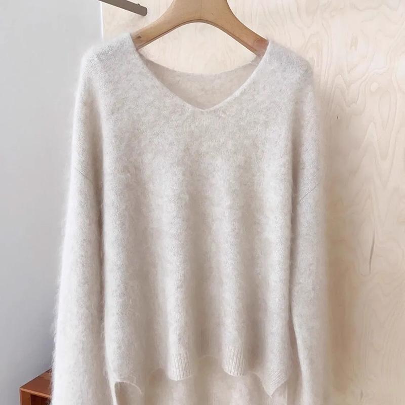 

Погода для женщин Осень Зима Утепленный пуловер Теплый вязаный Эластичный Длинный рукав Оверсайз Джемпер Топы M белый