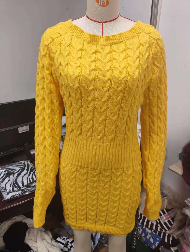Women's Long Pullover Sweater Dress Long-sleeved Slim Clothes
