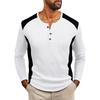 Men's Double Color High Collar Button Long Sleeve Shirt Casual Autumn/Winter Top