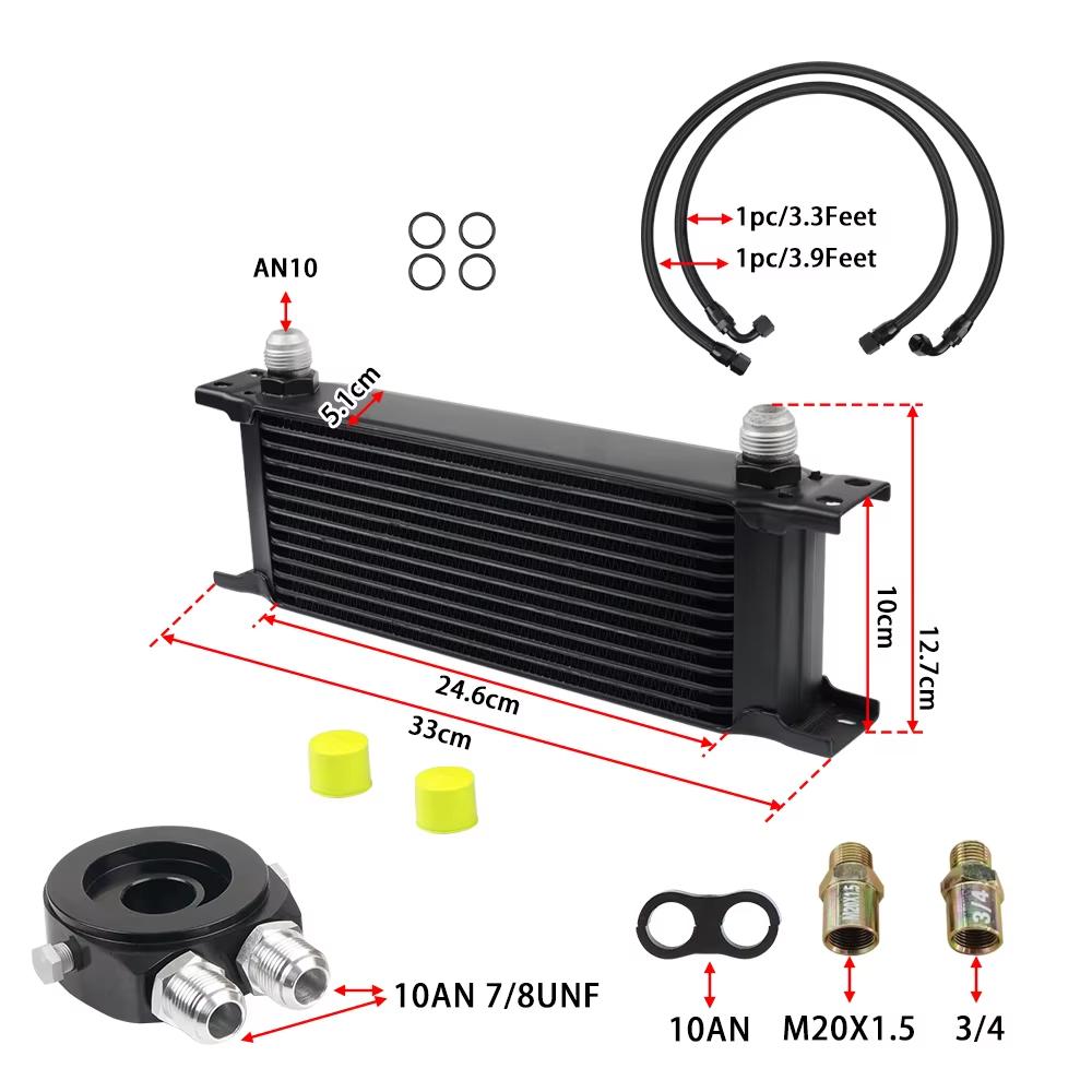 

Универсальный комплект масляного радиатора на 13 рядов с охладителем двигателя трансмиссии 10AN и масляным фильтром, адаптер для сэндвич-системы, комплект шлангов с нейлоновой оплеткой