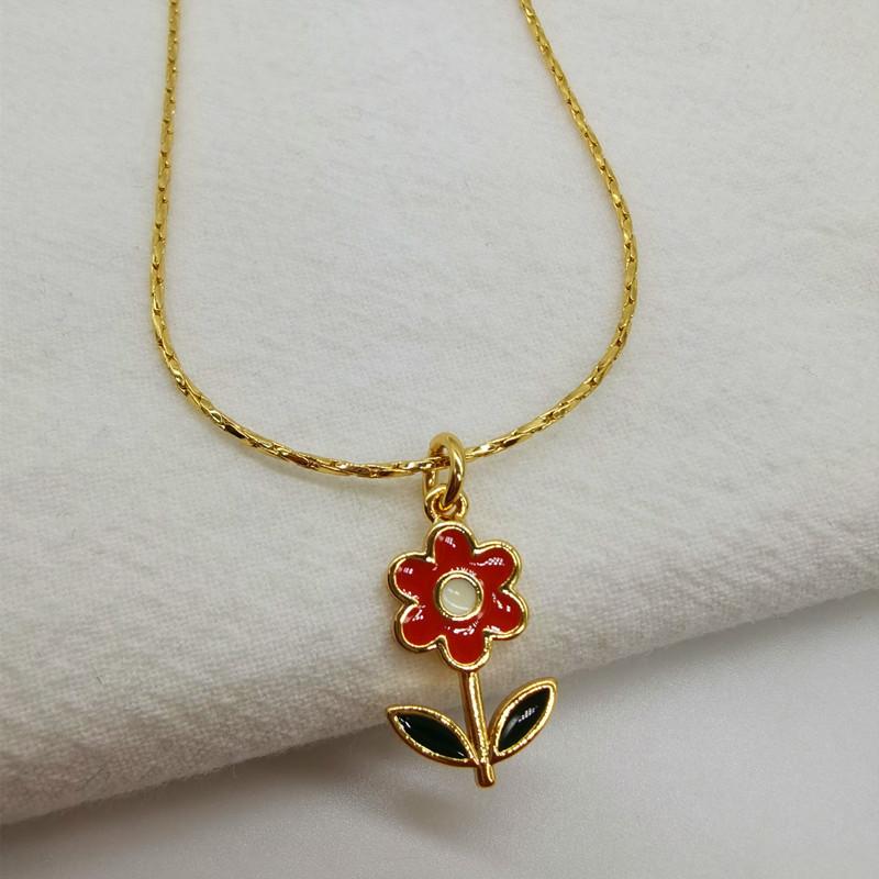 Casual enamel elegant geometric new suit daisy flower sweater chain necklace золотой