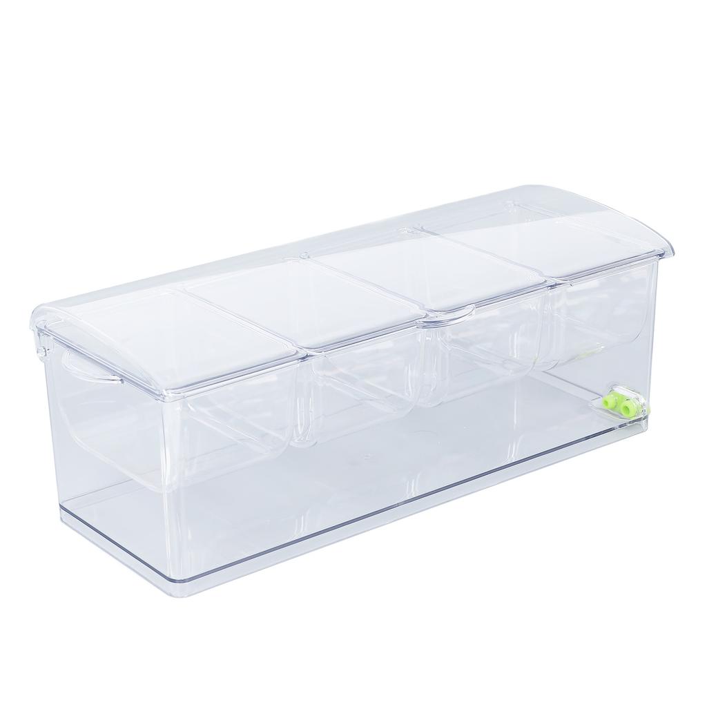 Ice Chilled Condiment Server Plastic Storage Cold Food Container Clear Sauce Caddy Serving Tray Container with Lid 4