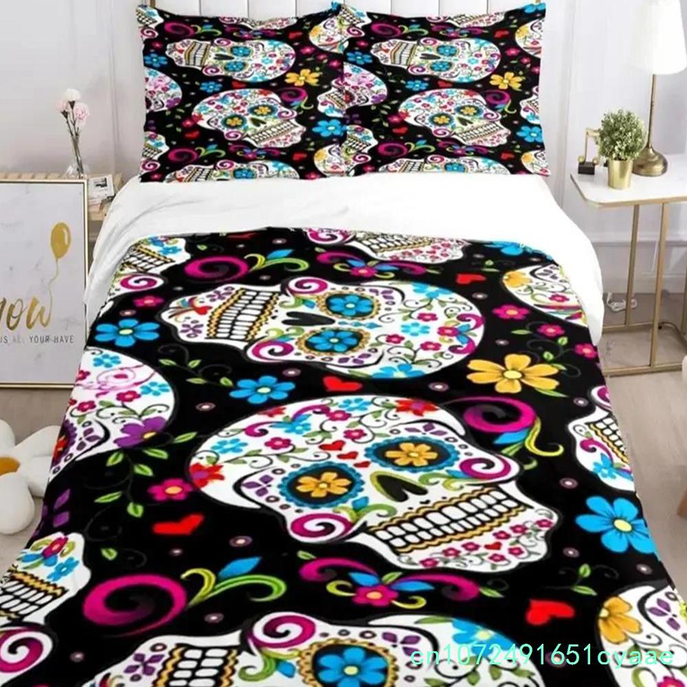 Skull Art HD Print Comfortable Duvet Quilt Cover Pillowcase Bedding Set Children Bedroom Decoration Home Textile