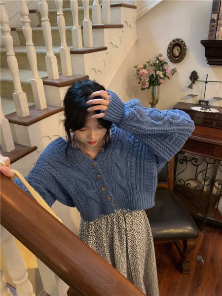 

Вязаные кардиганы, свитера для женщин, свободный крой, повседневная куртка на пуговицах с длинными рукавами и v-образным вырезом, однотонный укороченный топ One Size