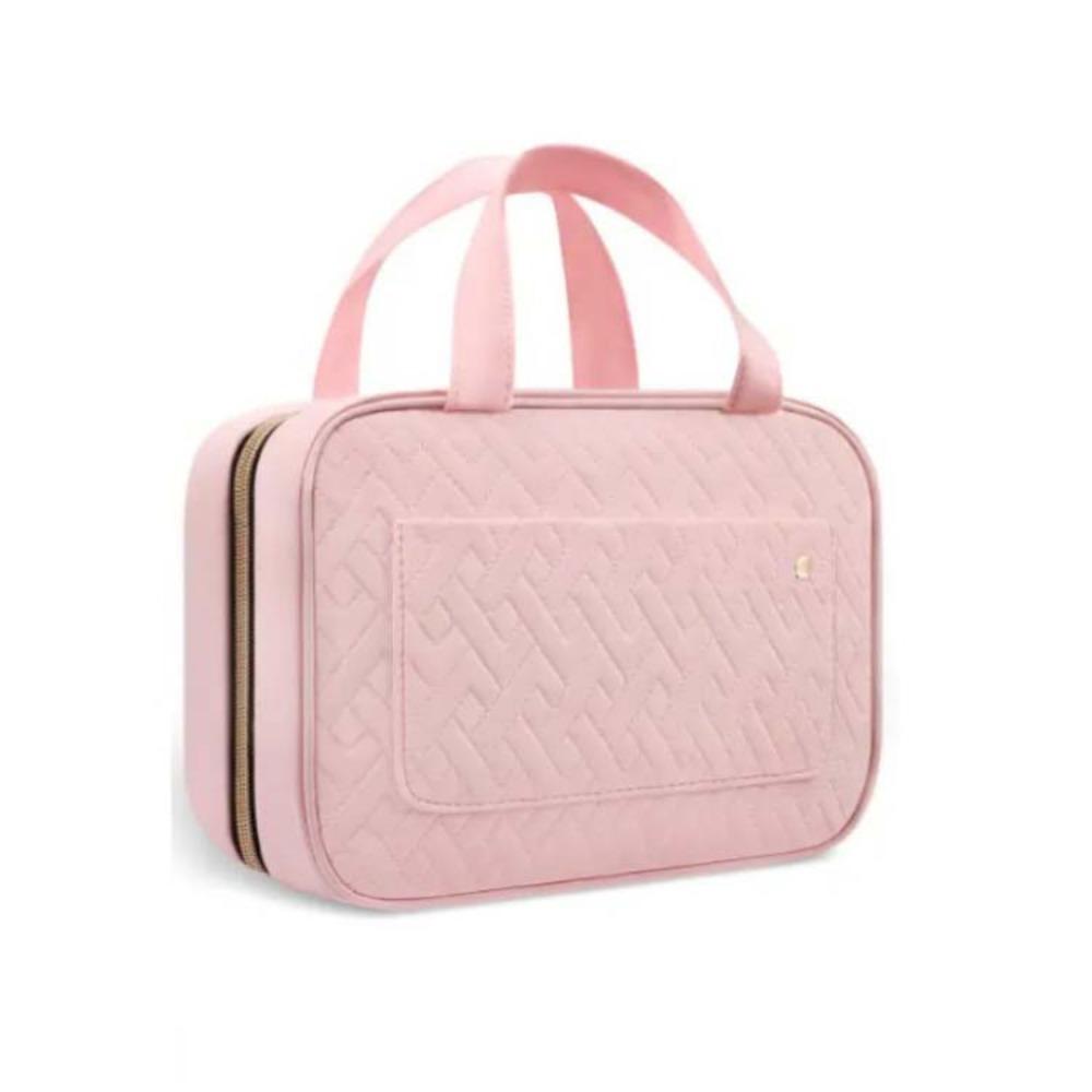 

Large Capacity Hanging Toiletry Bag Foldable Cosmetic Case Space Saving Travel Makeup Bag Bathroom розовый