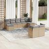 VidaXL Garden Lounge Set with Cushions 9 Pcs Beige Wicker 3250148