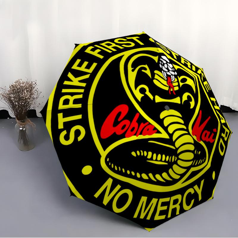 Cobra Kai Fashionable Automatic Opening/Closing Folding Umbrella. Portable and Foldable, Ideal for Gift, Travel, and Daily Use.