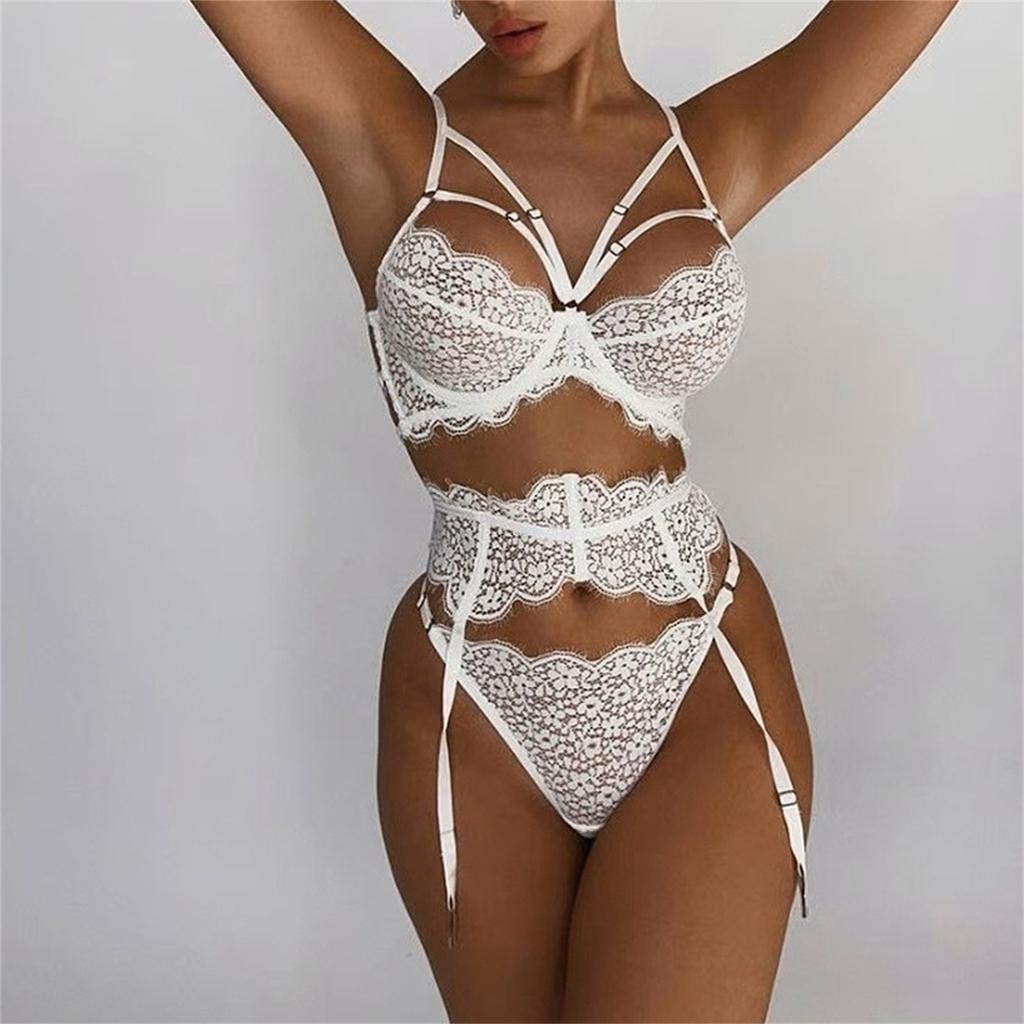Ladies Strap Lace Crochet Cutout Lingerie Embroidery Underwear