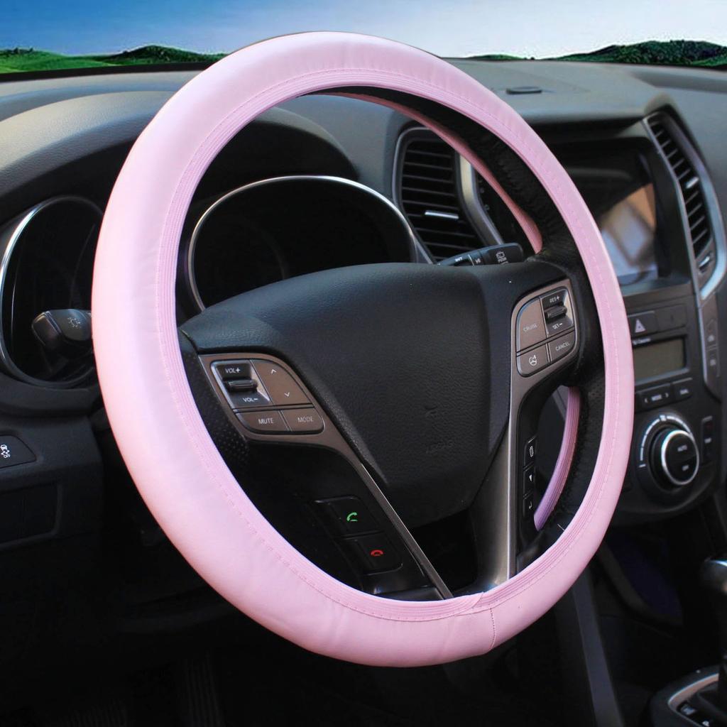 Car Steering Wheel Cover with Lamb Grain Leather Steering Wheel Cover without Inner Ring Elastic Band Handle Cover