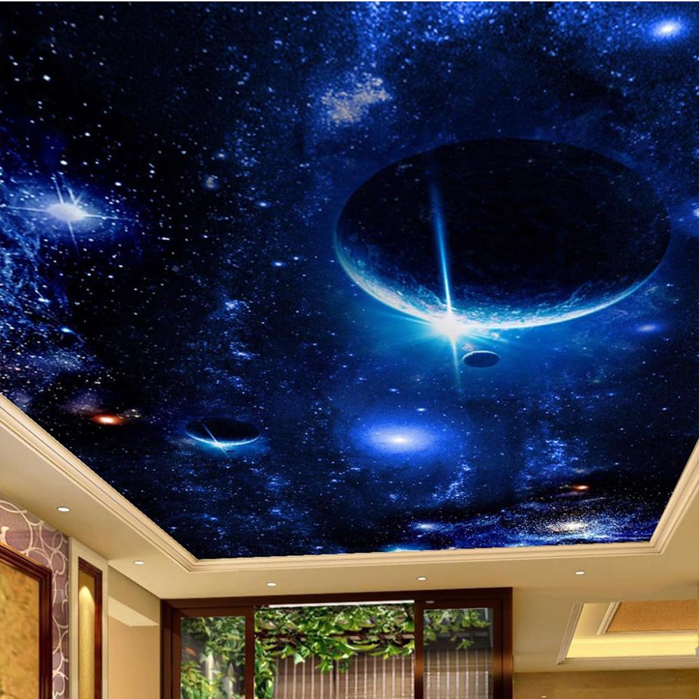 Starry Sky Ceiling Wall Mural 3d Planet Space Wallpaper Removable Large Wall Sticker For Living Room Bedroom Murals