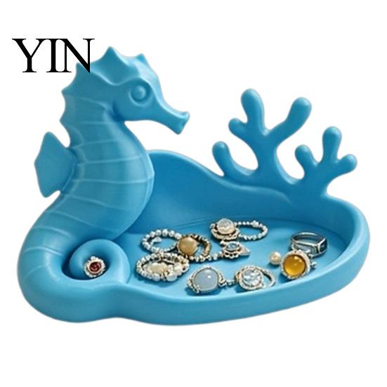 Seahorse Jewelry Dish Coral Tray, 3D Printed Ocean Themed Ring Earring Gift for Lovers Holder, Decorative Trinket Vanity Table Desktop Storage