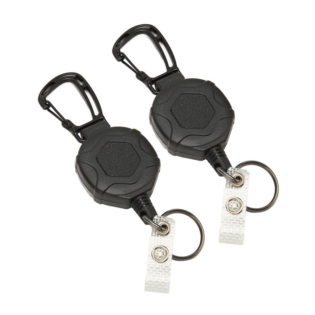 2Pcs Retractable Keychain Heavy Duty Carabiner ID Badge Holder with Retractable Steel Wire Rope