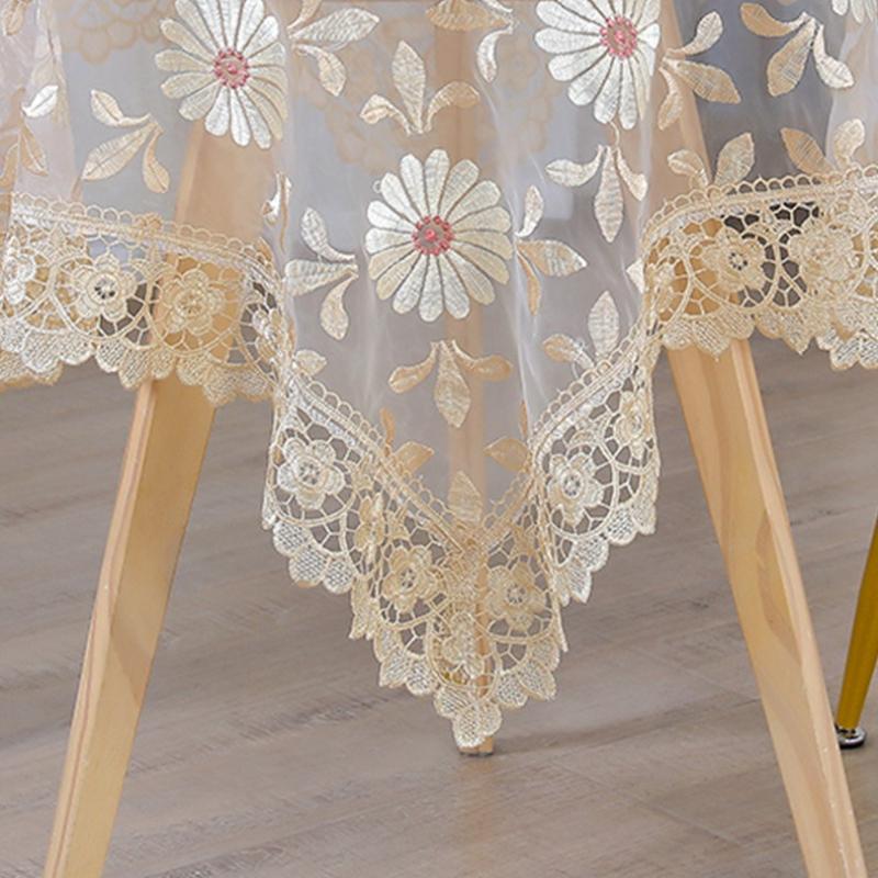 Pastoral Style Lace Tablecloth Dustproof Rectangular Tablecloth Embroidered Jacquard Restaurant Decorat Fabric Coffee Table Bedside Table Cover Cloth