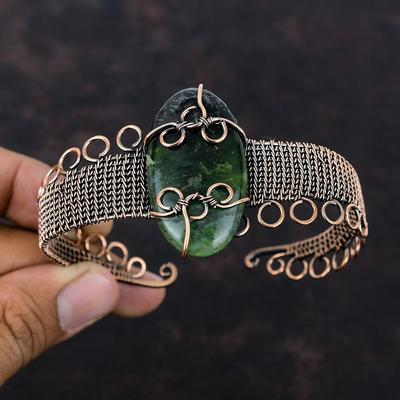 Vasonit Armreif Kupferdraht umwickelt Armreif Verstellbarer Armreif Natur Edelstein Armreif Handgefertigter Kupferdraht Schmuck Geschenk für Sie