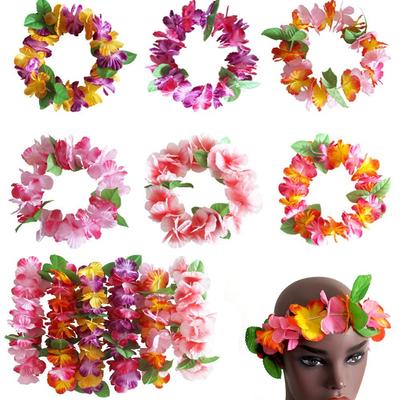 6 STKS Zomer Hawaïaanse Hoofdband Tropisch Strand Kleurrijk Kunstbloemen Krans Ketting Armband voor Feestartikelen