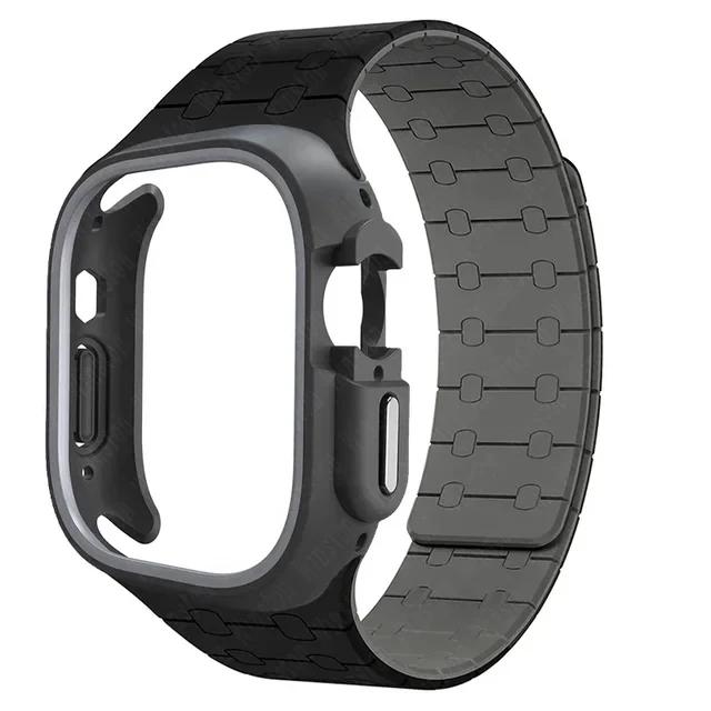 TPU Case+Silicone Strap for Apple Watch Band Ultra 2 49mm 45mm 44mm 41mm Protective Case Bracelet for Iwatch Series 9 8 7 6 5 4