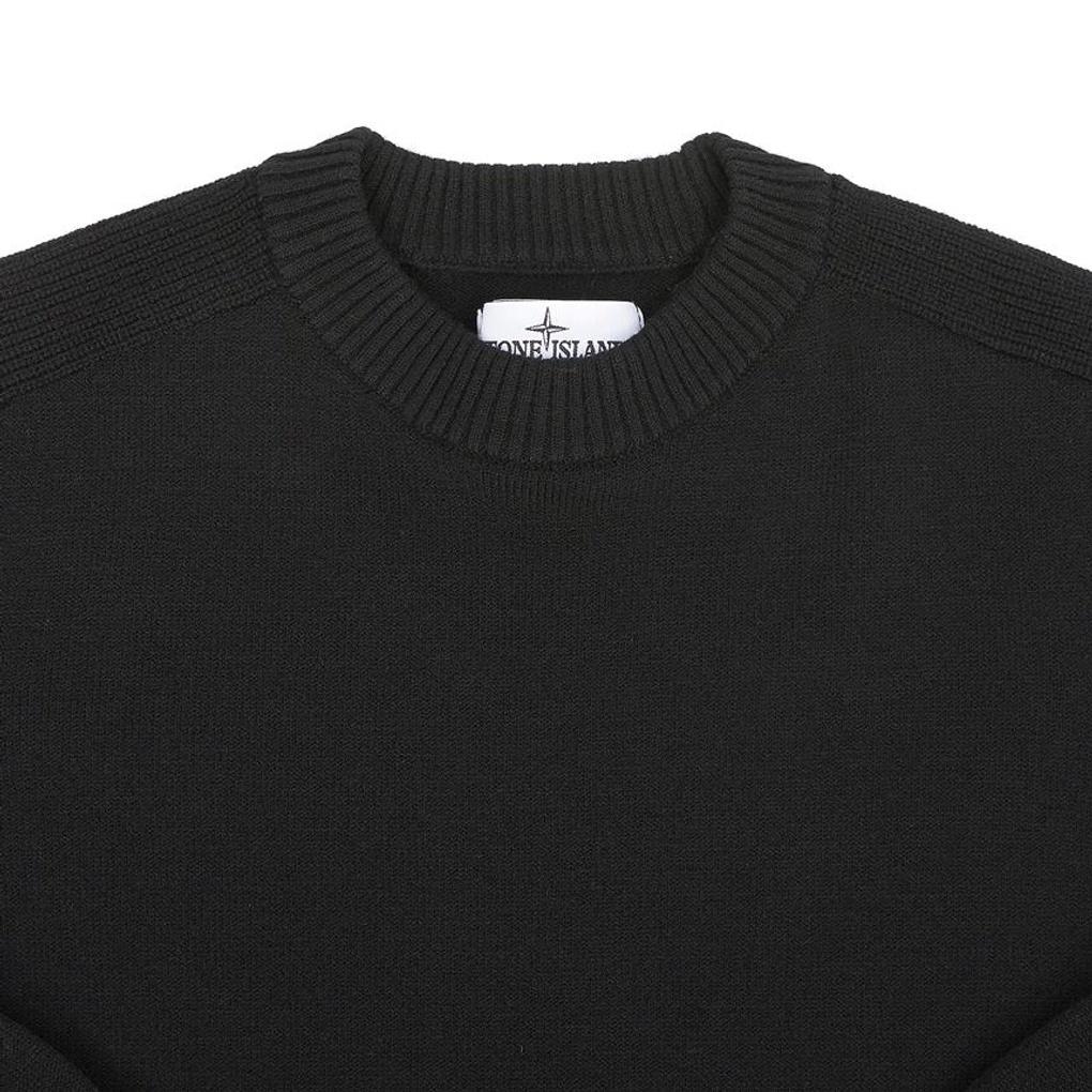 Stone Island Sweater Solid Color Logo Crew Neck Pullover Kids sweaters Black 7716505A7-V0029