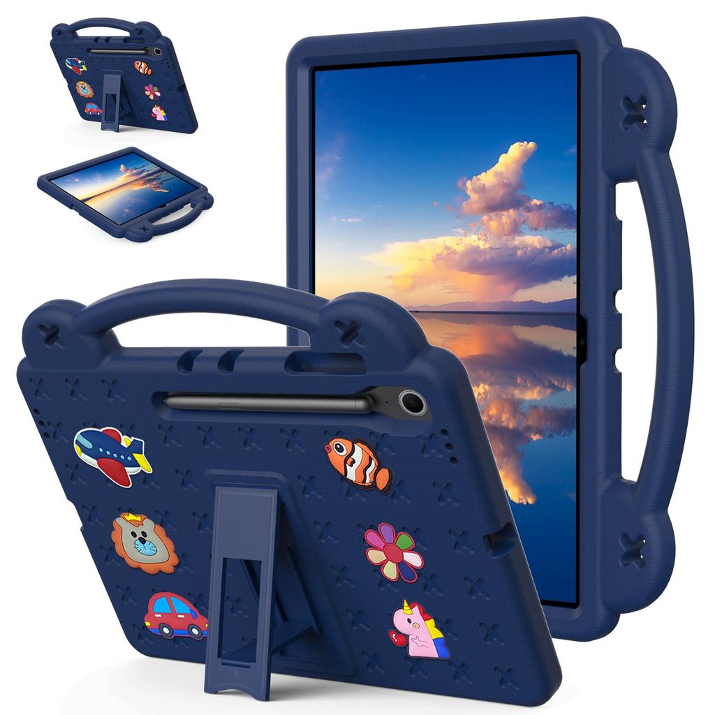 For Samsung Galaxy Tab S10 FE+ Case Kids Cartoon Patterns Hand Grip Kickstand Tablet EVA Cover