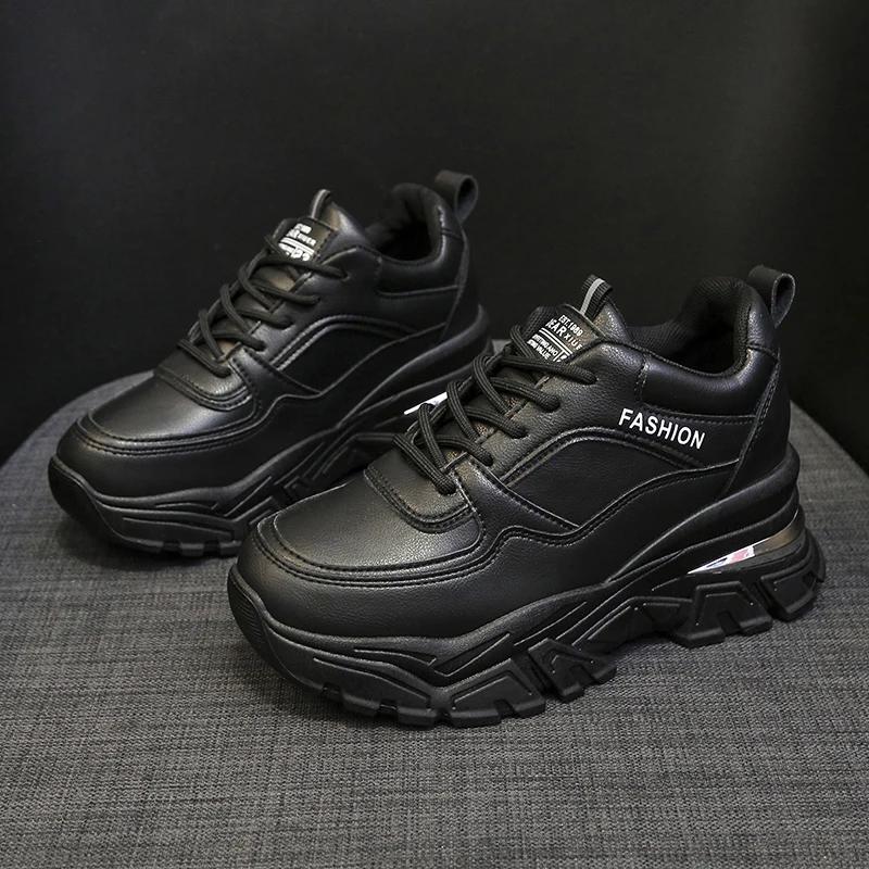 

Fashion Zoki 2025 Spring Chunky White Sneakers Women Comfort Lace Up Platform Sport Shoes Woman Non Slip Thick Bottom Vulcanizd Shoes 39 чёрный