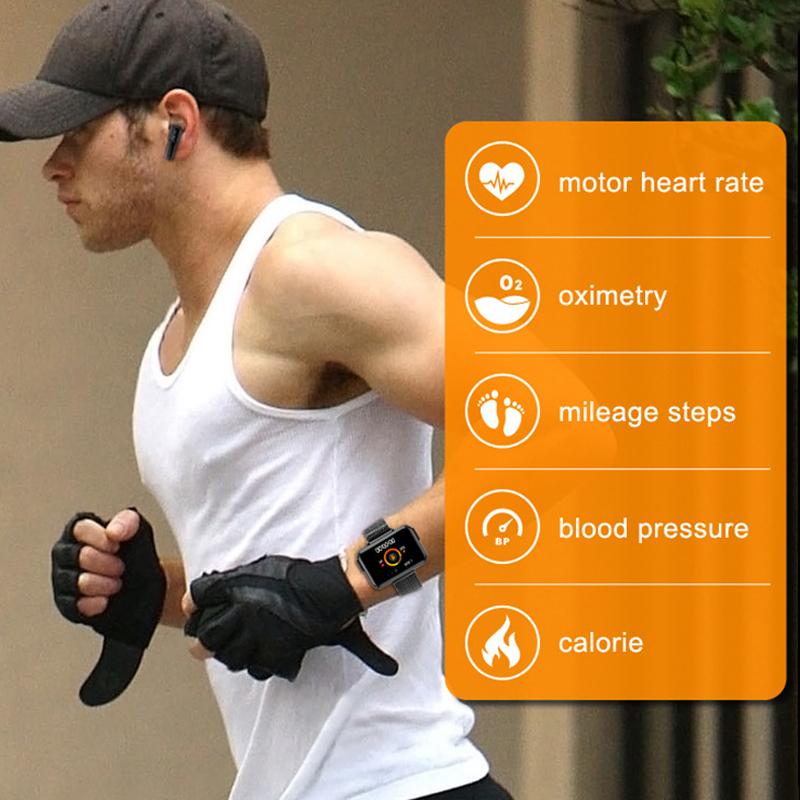 Smartwatch Auricolare Bluetooth Due-in-Uno TWS Chiamata Binaurale Esercizio Misuratore di Frequenza Cardiaca Passi 1,4 pollici
