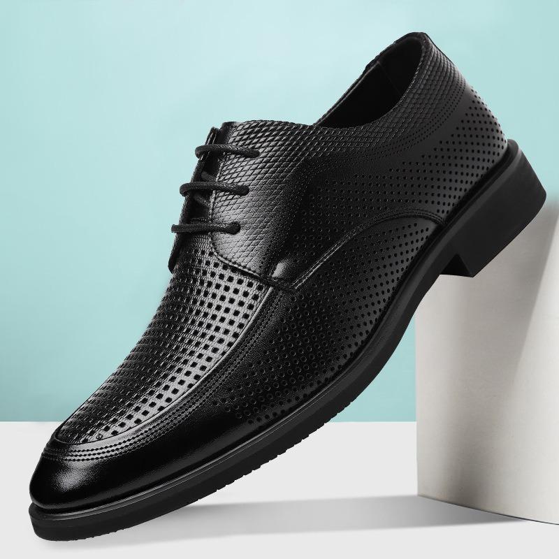 2025New Shoes for Men Summer Breathable Hollow Out Shoe Fashion Business Dress Shoes Luxury Casual Leather Shoes for Men Loafers
